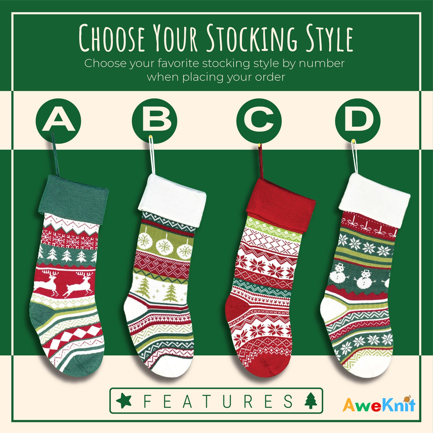 AWE01 Personalised Knitted Stocking Christmas Gift